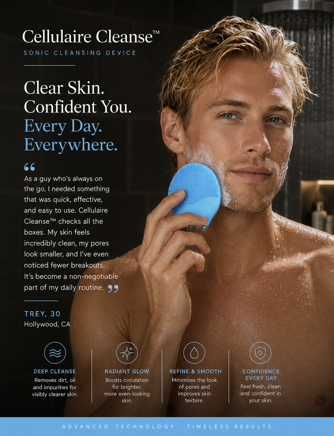 LuxeDeVie Cellulaire Cleanse Advanced Sonic Facial Cleansing & Pore-Refining Skin Prep Device