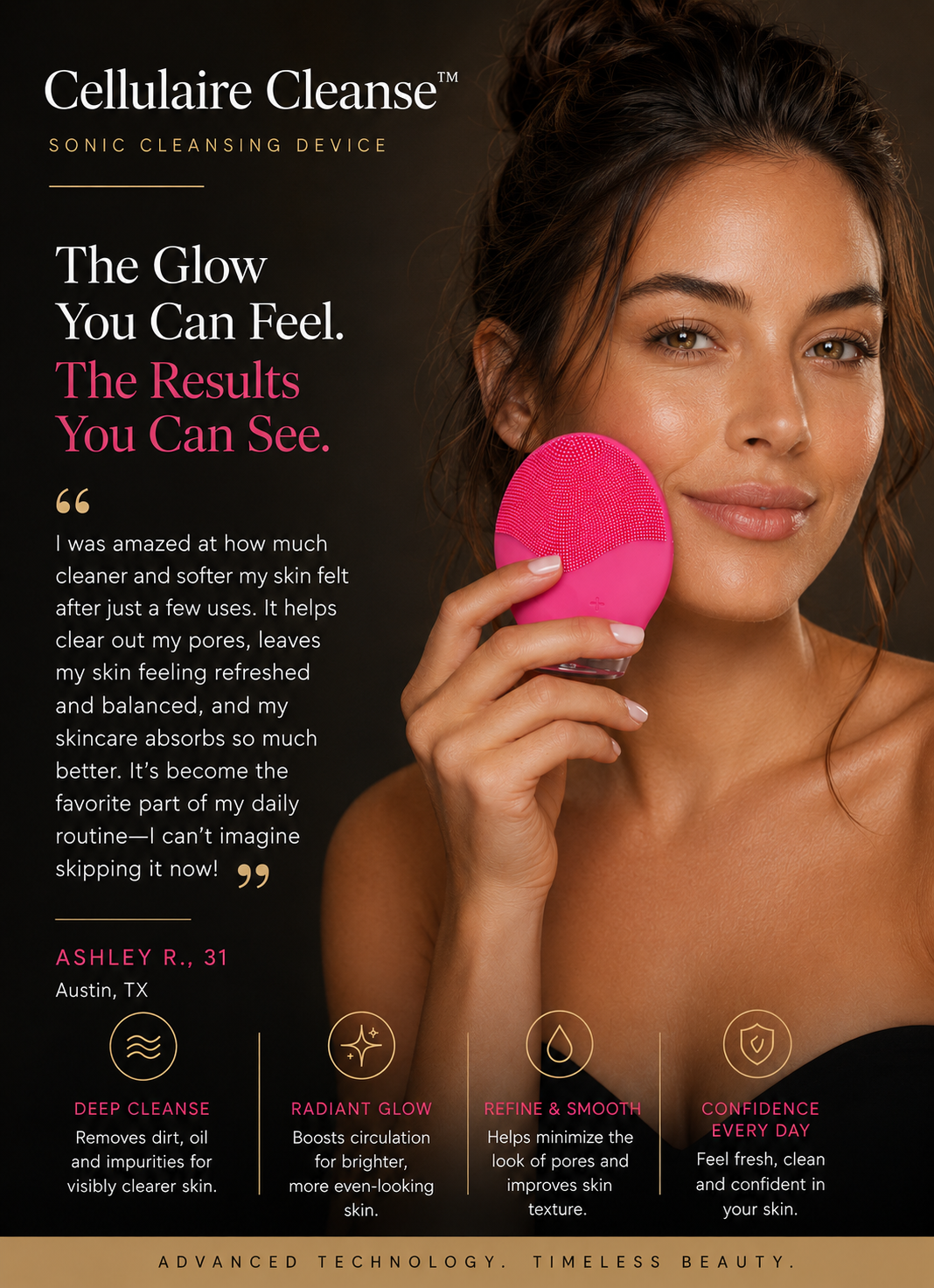 LuxeDeVie Cellulaire Cleanse Advanced Sonic Facial Cleansing & Pore-Refining Skin Prep Device