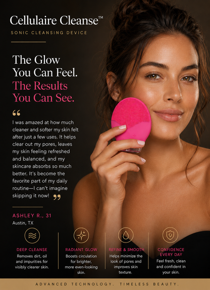 LuxeDeVie Cellulaire Cleanse Advanced Sonic Facial Cleansing & Pore-Refining Skin Prep Device