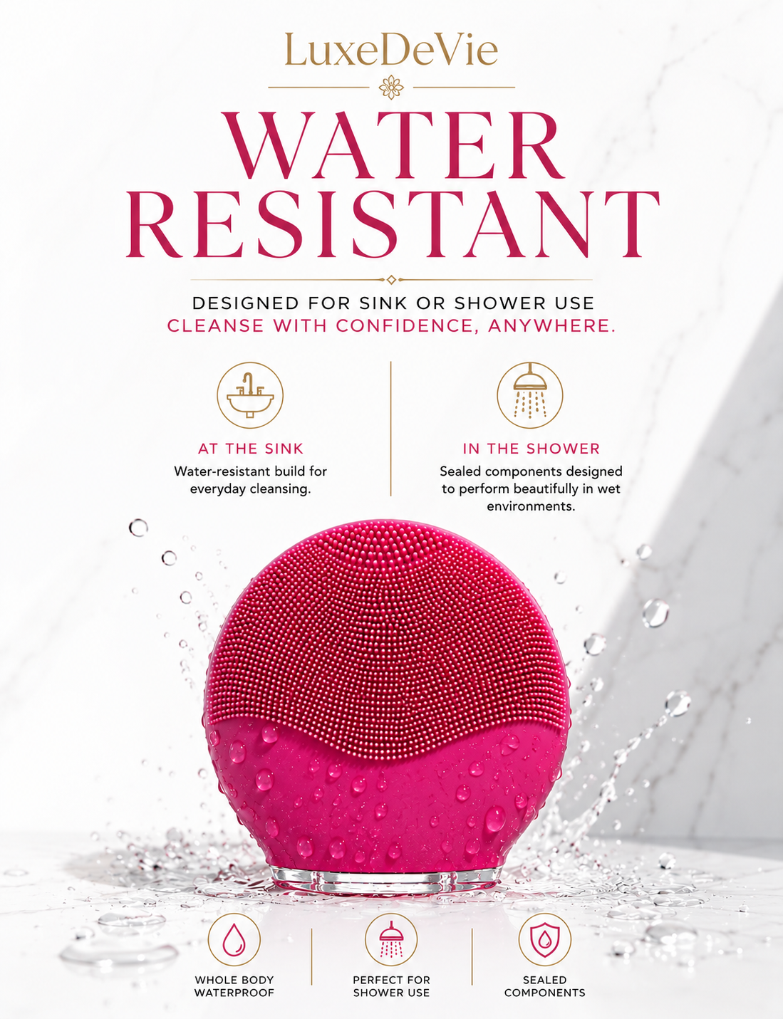 LuxeDeVie Cellulaire Cleanse Advanced Sonic Facial Cleansing & Pore-Refining Skin Prep Device