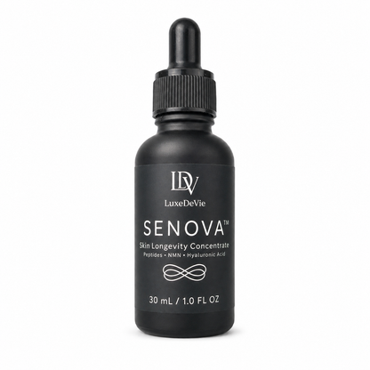 LuxeDeVie SENOVA™ Skin Longevity Concentrate serum bottle